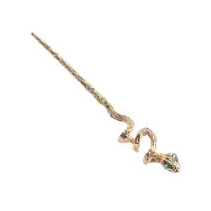 Pic à Cheveux Serpent Vintage Alliage Œil en Strass Gothique Élégant Bijoux de Cheveux en Métal pour Femmes Rétro Or Argent Accessoire