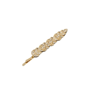 Fashion Wheat Ear Leaf Shaped Alloy Rhinestone Hair Clip For Women Gold Silver Electroplated Hair Accessory Elegant Hairpin