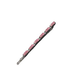 Barrette argentée élégante avec sept strass roses rectangulaires pour femmes