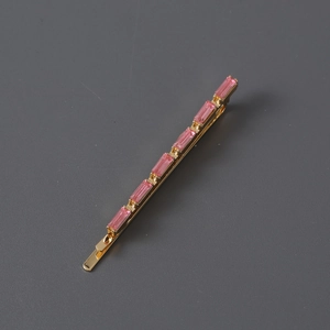 Barrette à Cheveux Minimaliste en Alliage Strass Rose Géométrique Irrégulière Rectangulaire Incrustée Or Argent Électroplaqué Accessoires de Coiffure Femme