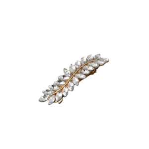 Elegant Alloy Rhinestone Leaf Shape Hair Clip For Women Sparkling Crystal Spring Clip Wedding Party Hair Accessory