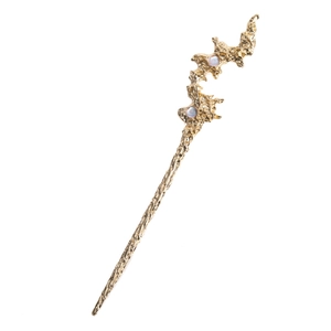 Vintage Alloy Irregular Lava Texture Hair Stick For Women Inlaid Artificial Pearl Gold Silver Retro Hair Accessories Jewelry