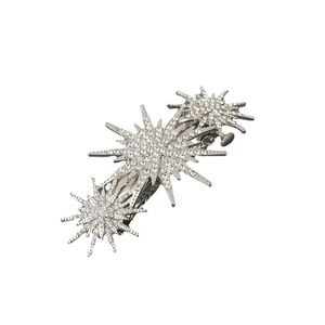 Barrette à cheveux étoile argentée élégante avec strass brillants pour femmes