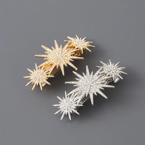 Barrettes à cheveux étoiles en cristal étincelant, finitions or et argent