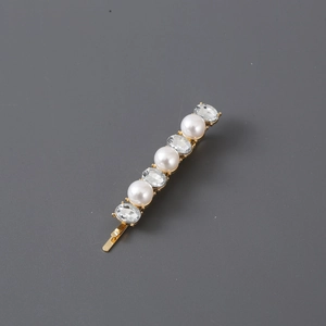 Elegant Artificial Pearl Rhinestone Hair Clip Alloy Metal Barrette For Women Girls Daily Party Wedding Hair Accessories