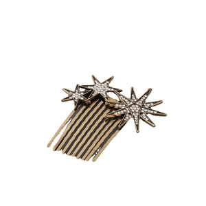 Vintage gold star hair comb with sparkling rhinestones in a minimalist design