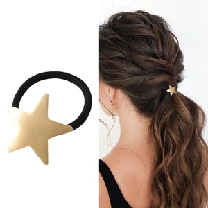 Minimalist Matte Alloy Star Hair Tie For Women Fashionable Electroplated Star Pendant Elastic Hair Rope Hair Accessories