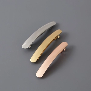 Set de barrettes à cheveux minimalistes en métal brossé or, argent et or rose