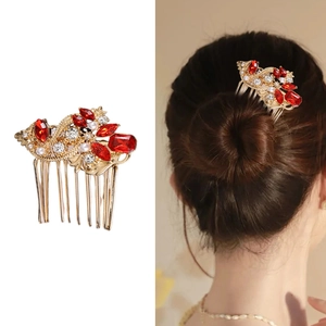 Peigne à Cheveux Fleur en Alliage Strass Avec Imitation Künstliche Perle Style Chinois Élégant Pince à Cheveux Mariage Mariée pour Femmes