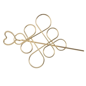 Vintage Metal Chinese Knot Hollow Hair Stick Heart Decor Alloy Gold Silver Plated Hairpin For Women Styling Accessories