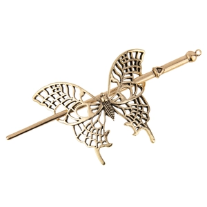 Vintage Alloy Hollow Butterfly Hair Stick Antique Gold Silver Bridal Hairpin Chinese Hanfu Hair Accessory For Women