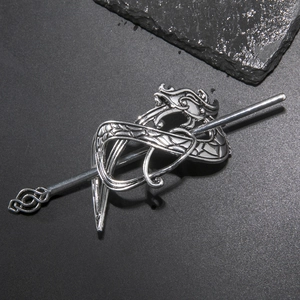 Couronne de cheveux dragon argentée avec épingle, accessoire de cheveux celtique