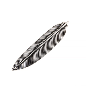 Vintage Alloy Feather Hair Clip For Women Antique Gold Silver Detailed Texture Spring Top Clip Retro Hair Accessories Gift