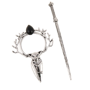 Vintage Gothic Fledermaus Geweih Haarstab Set Mit Schwarzem Strass Antik Gold Silber Legierung Metall Haarnadel Damen
