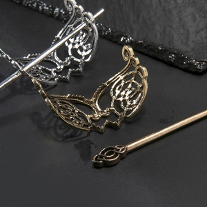 Vintage butterfly alloy hair stick in antique silver and bronze for traditional styling