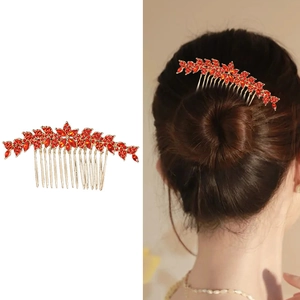 Pettine per Capelli in Lega con Strass a Fiore Vintage Foglia Oro Clip per Capelli Donna Matrimonio Banchetto Gioielli