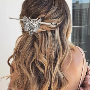 Gothic Retro Moth Skull Hair Stick For Women Alloy Death's-Head Hawkmoth Hairpin Punk Hair Clip Headpiece Jewelry Accessory