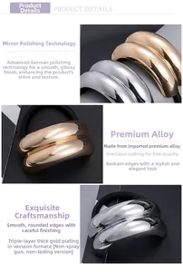 Polished gold and silver geometric alloy hair rings with high-elastic black ropes