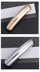 Polished gold and silver minimalist bar hair clips with reflective metallic mirror finish