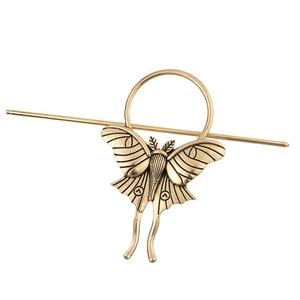 Vintage bronze insect hair pin with detailed moth wings for elegant gothic hairstyles