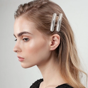 Minimalist Metallic Tube Hair Clip Shiny Gold Silver One-Word Barrette Fashion Hair Styling Tools Accessories For Women