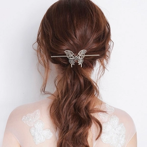 Vintage Alloy Hollow Butterfly Hair Stick For Women Elegant Metal Hairpin Accessories For Wedding Banquet Party Daily
