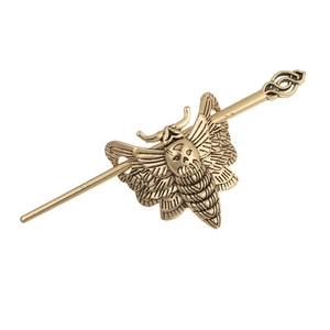 Gothic bronze skull and moth hair pin set, creative vintage accessory for women