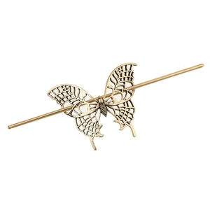 Elegant hollow metal butterfly hair pin in vintage bronze finish for styling