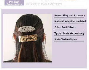 Detail view of irregular hammered texture on gold and silver alloy geometric hair clips