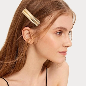 Fermaglio per Capelli Curvo in Lega Minimalista per Donna Geometrico a Doppio Tubo Oro Argento Lucidato a Specchio