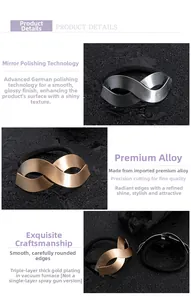 Macro shot of mirror-polished alloy hair ties with smooth edges in gold and silver