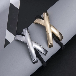 Minimalist alloy X-shaped hair ties in gold and silver finish with high elasticity