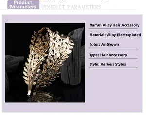 Detail of golden leaf headband showing delicate hollowed veins and metallic luster