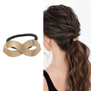 Minimalist Alloy Infinity Symbol Hair Tie High Elasticity Metal Pony Tail Holder Gold Silver Plated Fashion Hair Accessory Jewelry For Women