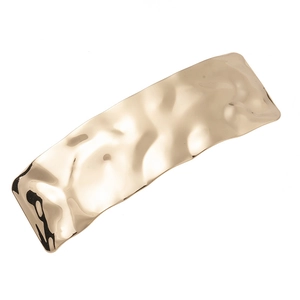 Minimalist golden alloy hair clip with irregular textured water ripple surface design