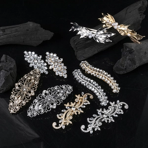 Vintage Alloy Rhinestone Faux Artificial Pearl Hair Clips For Women Elegant Leaf Floral Pattern Gold Silver Spring Side Clip Jewelry