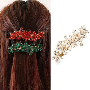 Pince à Cheveux Fleur en Alliage Vintage avec Strass Élégante Pince à Ressort pour Femme Coiffe de Mariage Accessoires Cheveux