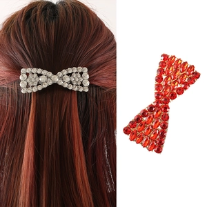 Elegante Fermaglio per Capelli con Fiocco in Strass Molla in Lega per Donna Moda Accessorio per Acconciatura da Sposa Gioielli