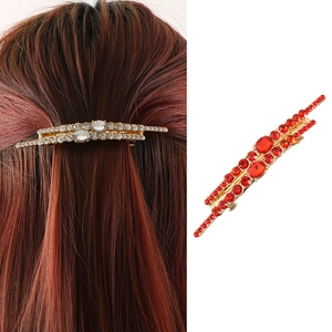 Vintage Alloy Rhinestone Hair Clip For Women Elegant High End Gold Silver Spring Clip Hairpiece Party Styling Accessories