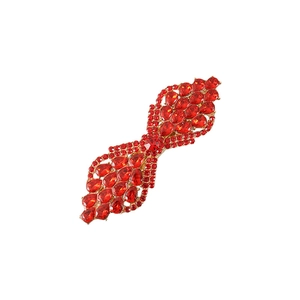 Vintage gold hair clip with deep red crystals and rhinestones for elegant styling