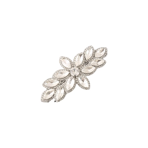 Elegant floral spring hair clip featuring marquise-cut crystals and silver alloy base