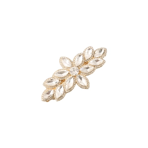 Elegant gold flower hair clip with sparkling marquise rhinestones and alloy spring clamp