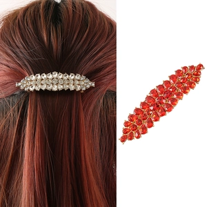Vintage Strass Blatt Haarklammer Legierung Kristall Federclip Elegante Volle Strass Haarspange Für Hochzeit Party Damen Schmuck