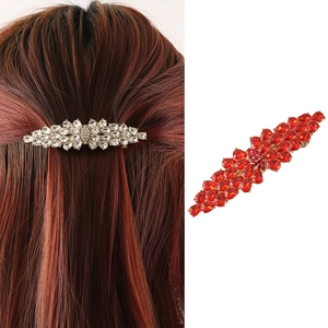Vintage Luxurious Alloy Zirconia Rhinestone Full Drill Hair Clip Elegant Leaf Flower Spring Hairgrip For Women Wedding Party