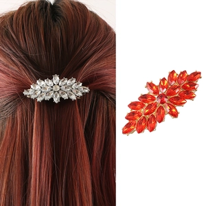 Elegant Marquise Cut Rhinestone Hair Clip Alloy Flower Leaf Hairpin For Wedding Party Women Decorative Hair Accessories