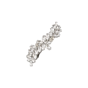 Elegante zilveren haarklem met schitterende kristallen in de vorm van bladeren geslepen