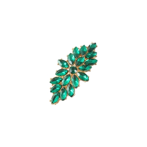 Elegant emerald green leaf hair clip with marquise crystals and golden alloy base