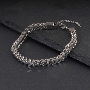 Bracelet Chaîne de Blé en Acier Inoxydable pour Hommes Poli Hip Hop Franco Link Unisexe Bijoux Accessoires