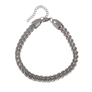 Bracelet hip hop en acier inoxydable pour homme avec chaîne tressée et fermoir mousqueton