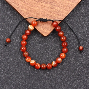 Handgemaakte Natuursteen Agaat Kralen Armband Verstelbare Gevlochten Armband Voor Mannen Vrouwen Genezing Kristallen Sieraden